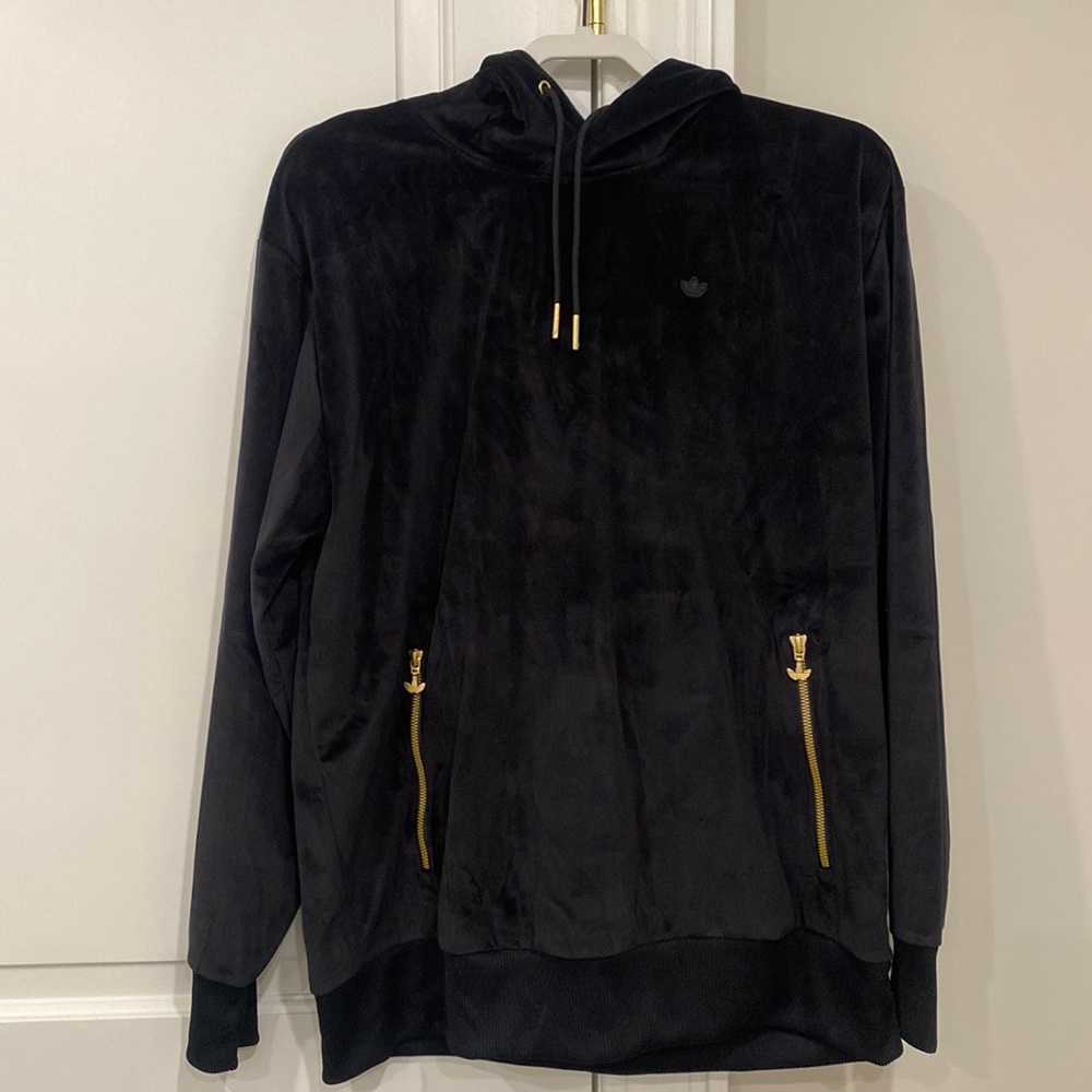 Adidas men’s black velour hoodie